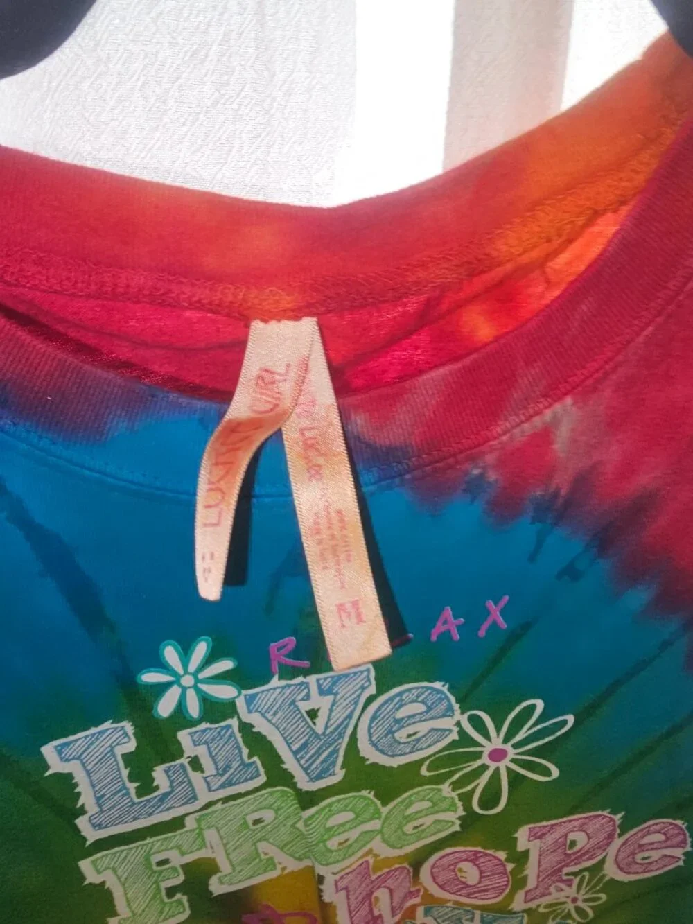 Love Culture Bermuda Tie Dye Graphic T-Shirt Medium Live Free Hope Love